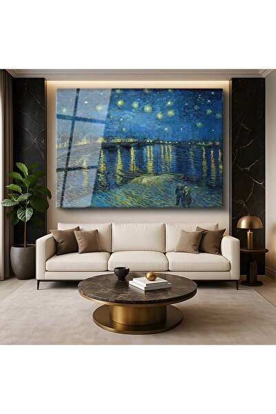 GülsenArt Vincent van Gogh Rhône Üzerinde Yıldızlı Gece Romantik Nehir Temper...