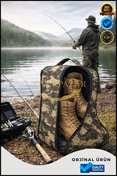 Overbazaar Camouflage Patterned Outdoor Boots & Booties Carrying Bag – Molded, Zippered