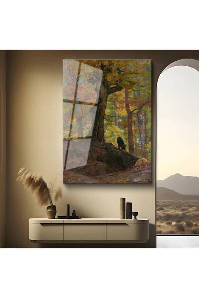 gurbaart Ivan Shishkin Sonbahar Renkleri Orman Temperli Cam Elegant Tablo San...