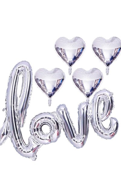 festive 13 Pieces Silver Cursive Love Balloon Sets - Love Valentines Day Ball...