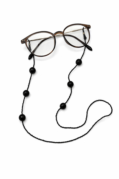 ŞengülKozmetik Handmade Black Beaded Eyewear Cord – Stylish and Convenient