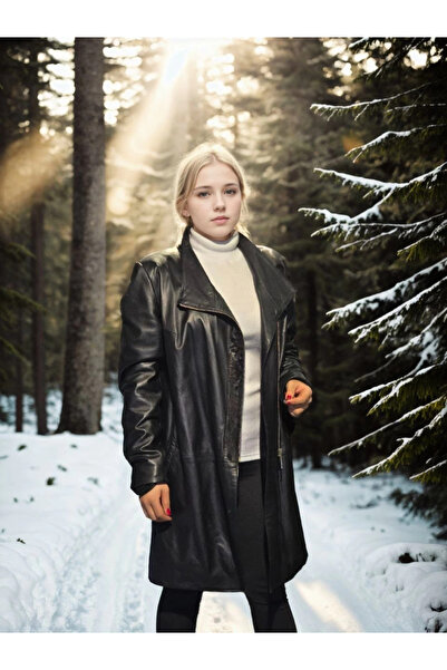 FREEDOM STOREE Long Sleeve Genuine Leather Jacket - Black