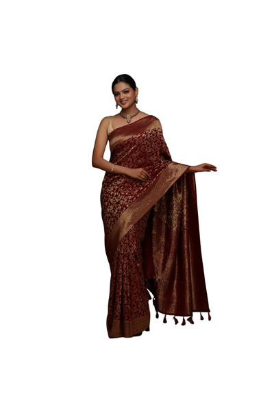 MYSMAR Maroon Soft Silk Saree - KTZ2848 | Maroon