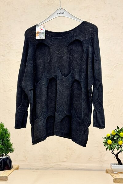 sahnemoda Boat Neck Interlocking Organic Sweater