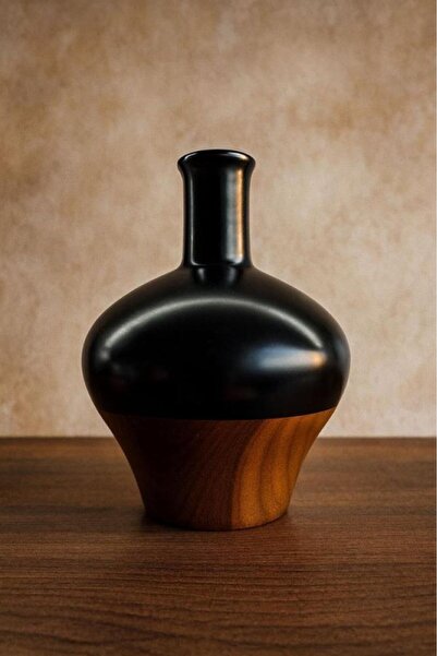 Oss elhetraf Decorative wooden vase with matte black finish – luxurious moder...