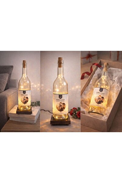 Rustic Remnants Kişiye Özel Fotoğraflı Işıklı Gece Lambası – İsim Tarihli Rom...