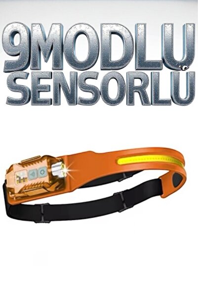 Kenko 9 Modlu Şarjlı Cob Led Hareket Sensörlü Kafa Lambası Baş Feneri Kamp Ba...