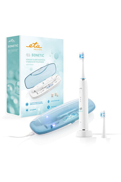 ETA ETA470790000 Sonetic Holiday Toothbrush, Adults, 1 handle, 2 brush heads, 3 modes, Travel case a