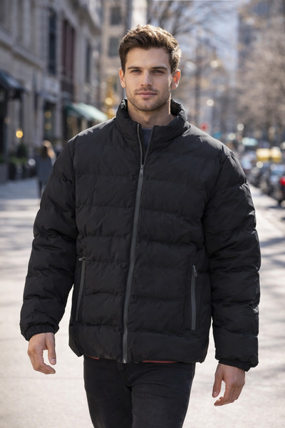 REMSA Men's Lined Puffer Jacket 7070 Black