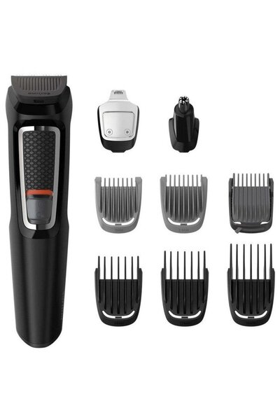 Philips 9 in 1 Multigroom MG3740/15, Lame cu ascutire, Acumulator, 6 piepteni par fata si cap, Negru