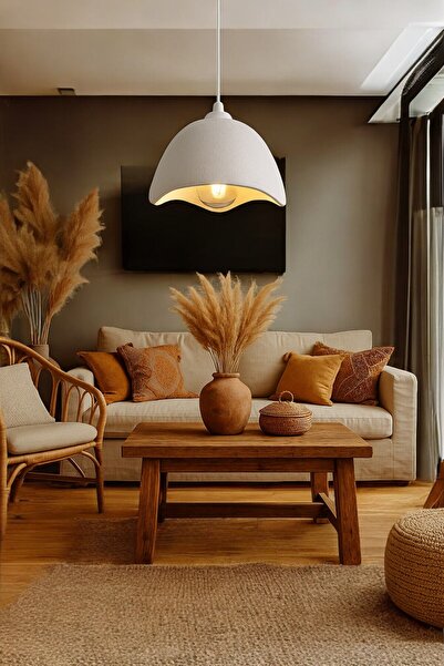 Depozee Modern Şapka Form Sarkıt Avize Beton Görünümlü Loft Bohem Minimal Ayd...