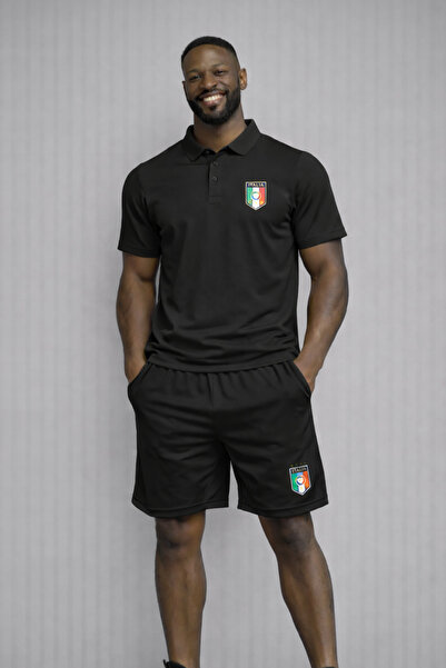 NOFLEN Set pantaloni scurți cu guler polo cu imprimeu Italia pentru bărbați