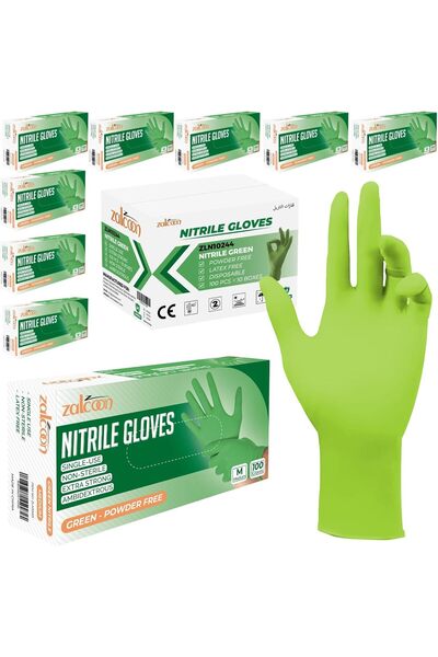 Zalcoon قفازات فحص من النتريل للاستخدام مرة واحدة وخالية من اللاتكس