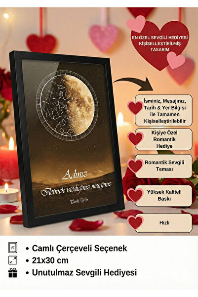 botanica Kişiye Özel Yıldız Haritası - Sevgiliye Sevgililer Günü Hediyesi Çer...