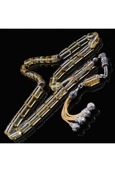 TESBİHCİBABA Fosilli Kesme Su Damlası Has Kehribar Tesbih