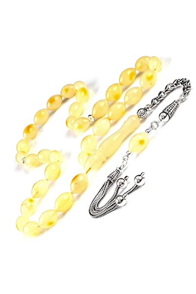 TESBİHCİBABA Ice Amber Tiger Fossil Burnt Drop Amber Prayer Beads