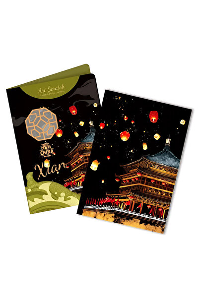 Salt Art Kazıma Kartı Scratch Orta Boy 4 Adet - Sanat Eserleri Yeşil Seri