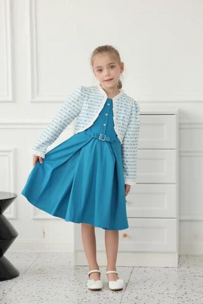 Alesaei-mondo tondo فستان ازرق مع جاكيت 7235