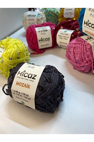 HİCAZ YARN %100 COTTON(PAMUK) SİYAH , 3-6 MM PULLU ÖRGÜ &ÇANTA İPİ . YUMAKLAR...