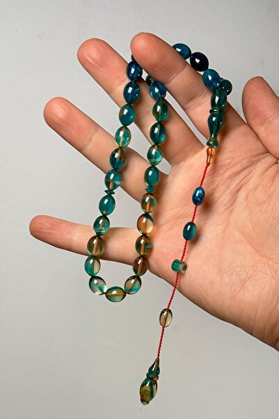 TESBİHKENTİ Master Craftsmanship Barley Grain System Fire Amber Prayer Beads