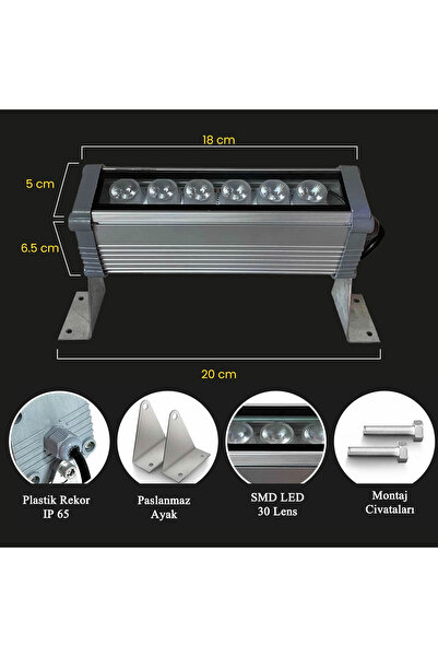 ledzen 20 cm 6 W Wallwasher ( Duvar Boyama )