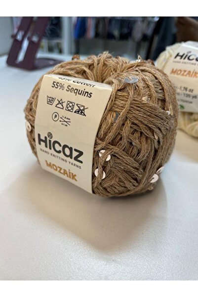HİCAZ YARN %100 COTTON(PAMUK) BEJ/ VİZON 3-6MM PULLU ÖRGÜ &ÇANTA İPİ . YUMAKLAR 50 GR X 2 =100 GR
