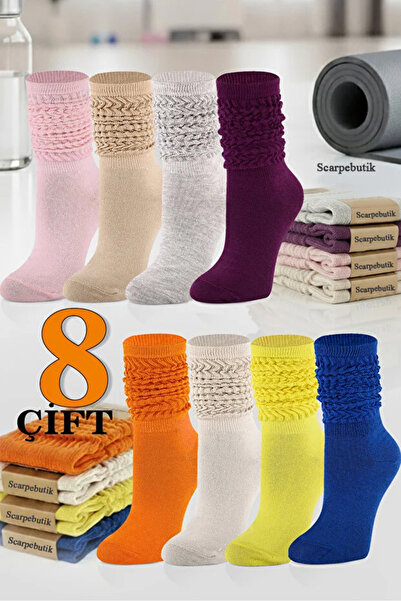 Scarpebutik 8 Pairs of Women's Seasonal Yoga Fitness Plates Sports and Aerobics Boot Socks