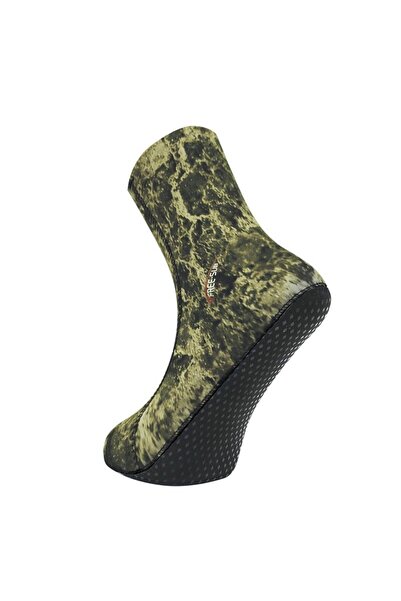 Free-Sub 5mm Opencell Expert Green Kamuflaj Tabanlı Dalış Çorabı