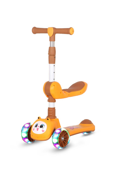 PLAYZO 3-in-1 Kids Kick Scooter with Adjustable Handlebar, Foldable Seat, Lig...