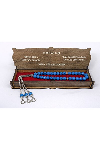 UMUTSONLİNE سبحة من حجر الفيروز الطبيعي، موديلات في علبة، مناسبة كهدية