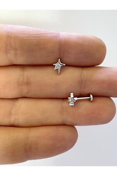 Arescollection 1 ADET ARKASI DÜZ TRAGUS HELİX UYUMLU PİERCİNG