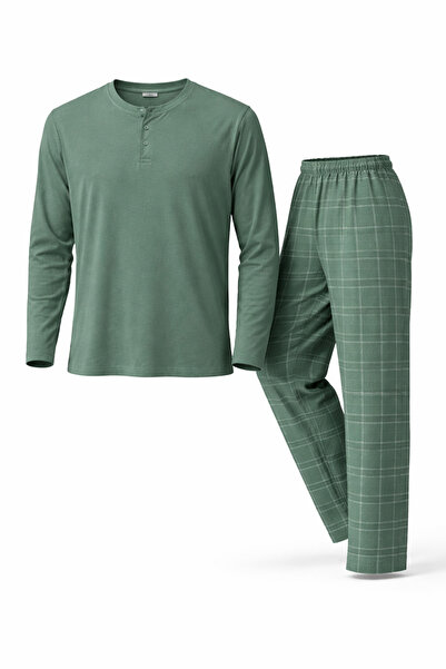 Mutlu City Ανδρικό σετ πιτζάμες από βαμβακερό λουράκι με λαιμόκοψη 6787