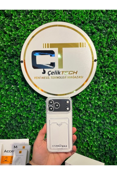 ÇELİKTECH İphone 17 Pro Max Şeffaf Kartlıklı Kılıf