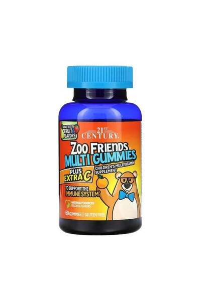 21st Century حلوى زو فريندز متعددة المكونات، مع فيتامين سي إضافي، بنكهة فواكه رائعة، 60 قطعة حلوى