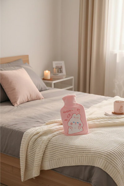 shop Pembe Tavşan Figürlü Yumuşak Peluş Kılıflı Sıcak Su Torbası