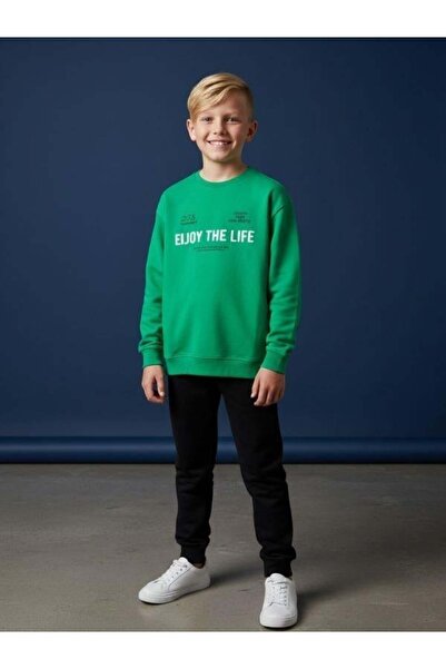 Zekids Момчешки спортен екип с мека текстура и надпис „Enjoy The Life“