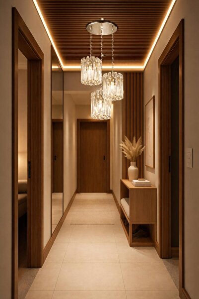 AURA LIGHTING 3'Lü Krom Kristal Cam Belek Sarkıt Modern Avize