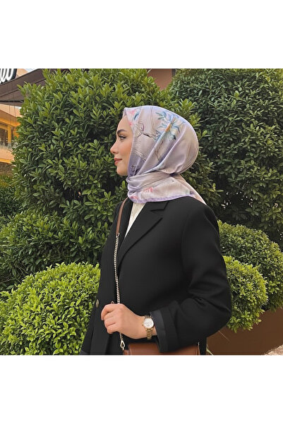 Püsküldükkan Çiçek Baskılı Twill Eşarp