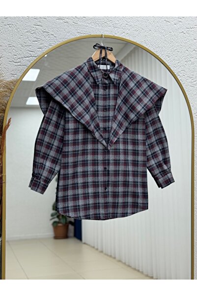 MİHRA STORE قميص جولتن شاللي منقوش - BN4575 أنثراسيت