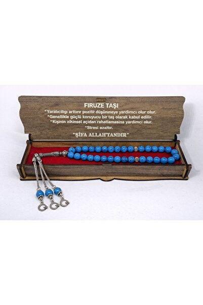 UMUTSONLİNE سبحة من حجر الفيروز الطبيعي، موديلات في علبة، مناسبة كهدية