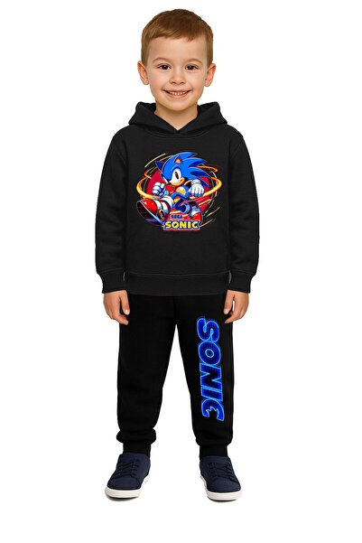 SEDİRLİ Sonic Printed Children's Tracksuit Set 3 Thread Ş Fleece-Lined Cotton...