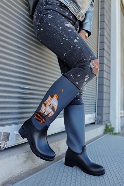 Sea&Blue Yelkenli Printed Waterproof Women's Rain Boots
