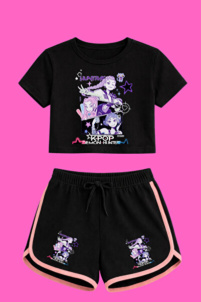 MECH BUTİK K-Pop Demon Hunters Huntirx Printed Crop-Shorts Set