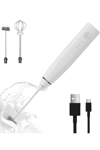 festive Handheld Milk Frother with Stand, Powerful Battery Operated Coffee Frother, Mini Electric