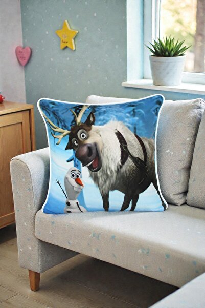 VISIONARIO Throw Pillow Cover Snowman Patterned 45X45 Raschel Knitted Velvet ...