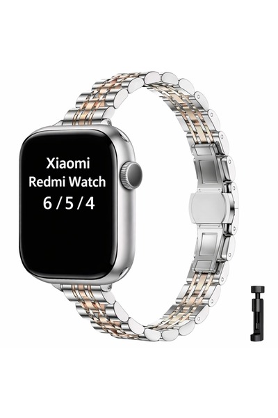 Alstrap Redmi Watch 6 / 5 / 4 Compatible Stainless Steel Fine Cut Design Band...