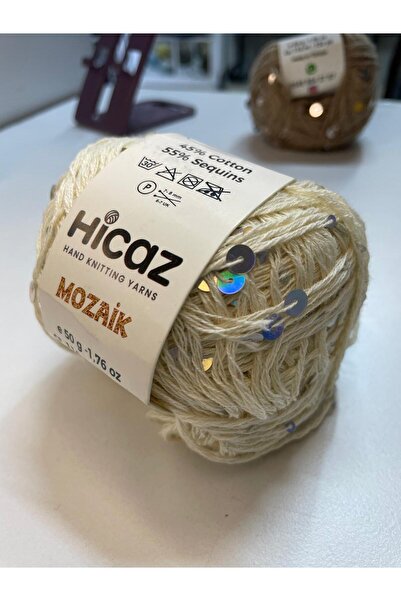 HİCAZ YARN %100 COTTON(PAMUK) KREM , 3-6 MM PULLU ÖRGÜ &ÇANTA İPİ . YUMAKLAR ...