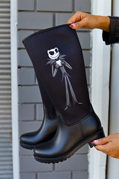 Sea&Blue Jack Skellington Printed Waterproof Women's Rain Boots