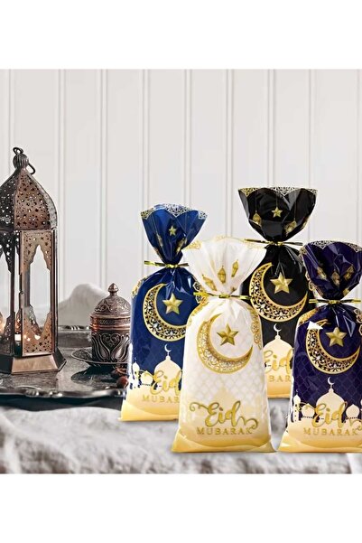 ÇEÇEN HOME 20 قطعة من أكياس هدايا عيد رمضان، أكياس رمضان مع شريط دوار، أكياس للحلويات والبسكويت