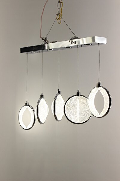 GN GEN AYDINLATMA Lüks Gümüş Krom Galaksi Halkalı Akrilik 5'li Sıralı Serisi ...